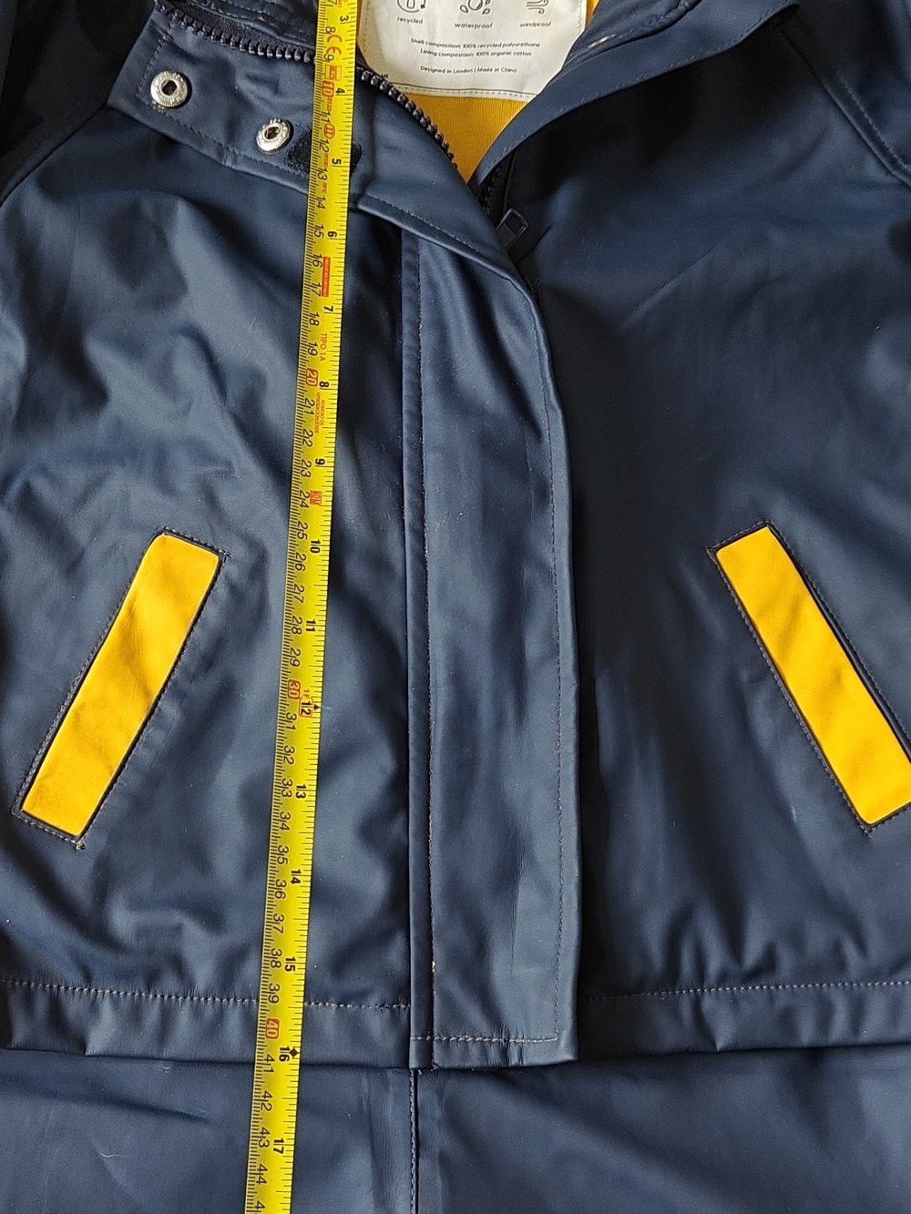 MORI Waterproof Windproof Rain Suit Jacket & Pants Set Navy/Yellow 18-24M - Picture 5 of 16